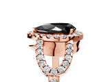 Rose gold Fancy Black Pear Cut Cut Diamond Halo Engagement Ring with Open Split Pavé Band_5