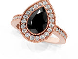Rose gold Fancy Black Pear Cut-Cut Diamond Halo Engagement Ring with Pave Band and Prong Setting_1
