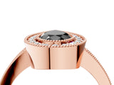 Rose gold Fancy Black Pear Cut-Cut Diamond Halo Engagement Ring with Pave Band and Prong Setting_4