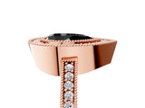 Rose gold Fancy Black Pear Cut-Cut Diamond Halo Engagement Ring with Pave Band and Prong Setting_5
