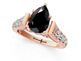 Rose gold Fancy Black Pear Cut Cut Diamond Pavé Band Solitaire with Four-Prong Setting_1