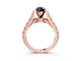 Rose gold Fancy Black Pear Cut Cut Diamond Pavé Band Solitaire with Four-Prong Setting_3