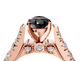 Rose gold Fancy Black Pear Cut Cut Diamond Pavé Band Solitaire with Four-Prong Setting_4