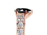 Rose gold Fancy Black Pear Cut Cut Diamond Pavé Band Solitaire with Four-Prong Setting_5