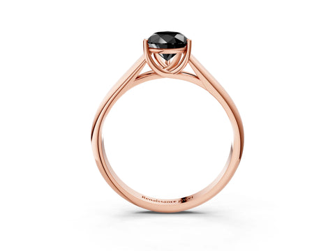 Rose gold Fancy Black Pear Cut Cut Diamond Solitaire Engagement Ring with Tapered Plain Band and Four-Prong Setting_3