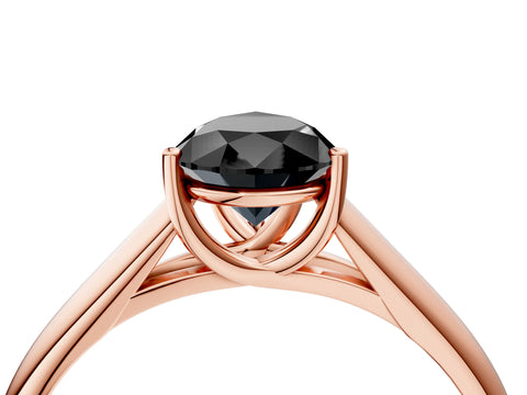 Rose gold Fancy Black Pear Cut Cut Diamond Solitaire Engagement Ring with Tapered Plain Band and Four-Prong Setting_4