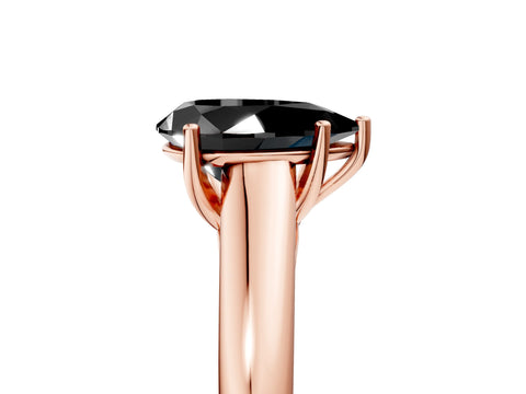 Rose gold Fancy Black Pear Cut Cut Diamond Solitaire Engagement Ring with Tapered Plain Band and Four-Prong Setting_5