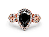 Rose gold Fancy Black Pear Cut Cut Halo Diamond Infinity Band with Four-Prong Setting