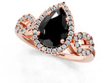 Rose gold Fancy Black Pear Cut Cut Halo Diamond Infinity Band with Four-Prong Setting_1