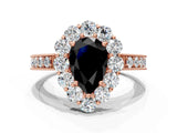 Rose gold Fancy Black Pear Cut Cut Halo Diamond Pavé Engagement Ring with Milgrain Detailing_12