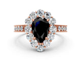 Rose gold Fancy Black Pear Cut Cut Halo Diamond Pavé Engagement Ring with Milgrain Detailing_24