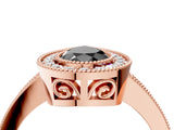 Rose gold Fancy Black Pear Cut Cut Halo Pavé Diamond Ring_4