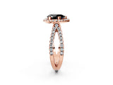Rose gold Fancy Black Pear Cut Cut Halo Split Shank Pave Set Ring_2