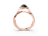 Rose gold Fancy Black Pear Cut Cut Halo Split Shank Pave Set Ring_3