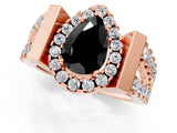Rose gold Fancy Black Pear Cut Cut Halo Split Shank Prong Set Ring_1