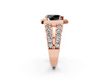 Rose gold Fancy Black Pear Cut Cut Halo Split Shank Prong Set Ring_2