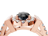 Rose gold Fancy Black Pear Cut Cut Halo Split Shank Prong Set Ring_4