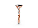 Rose gold Fancy Black Pear Cut Cut Pavé Band Solitaire Ring with Four-Prong Setting_2