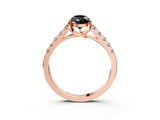 Rose gold Fancy Black Pear Cut Cut Pavé Band Solitaire Ring with Four-Prong Setting_3