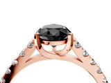Rose gold Fancy Black Pear Cut Cut Pavé Band Solitaire Ring with Four-Prong Setting_4