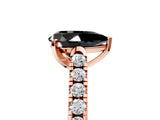 Rose gold Fancy Black Pear Cut Cut Pavé Band Solitaire Ring with Four-Prong Setting_5