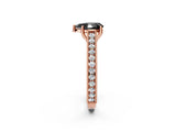 Rose gold Fancy Black Pear Cut Cut Pave Band Milgrain Solitaire Ring_2