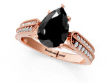 Rose gold Fancy Black Pear Cut Cut Pave Split Shank Engagement Ring with Four-Prong Setting_1