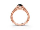 Rose gold Fancy Black Pear Cut Cut Solitaire Engraved Band with Four-Prong Setting_3