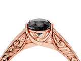 Rose gold Fancy Black Pear Cut Cut Solitaire Engraved Band with Four-Prong Setting_4