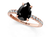 Rose gold Fancy Black Pear Cut Diamond Brilliant Solitaire Ring with Pavé Band and Four-Prong Setting_13