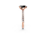 Rose gold Fancy Black Pear Cut Diamond Brilliant Solitaire Ring with Pavé Band and Four-Prong Setting_14