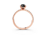 Rose gold Fancy Black Pear Cut Diamond Brilliant Solitaire Ring with Pavé Band and Four-Prong Setting_15