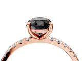 Rose gold Fancy Black Pear Cut Diamond Brilliant Solitaire Ring with Pavé Band and Four-Prong Setting_16