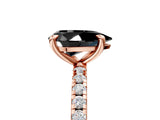 Rose gold Fancy Black Pear Cut Diamond Brilliant Solitaire Ring with Pavé Band and Four-Prong Setting_17