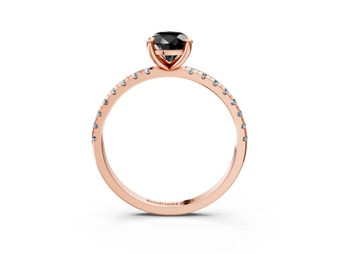 Rose gold Fancy Black Pear Cut Diamond Brilliant Solitaire Ring with Pavé Band and Four-Prong Setting_3