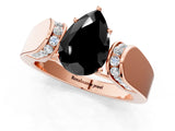 Rose gold Fancy Black Pear Cut Diamond Channel Set Solitaire Ring with Four-Prong Setting_13