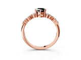 Rose gold Fancy Black Pear Cut Diamond Cluster Pavé Band with Four-Prong Setting_15