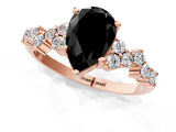 Rose gold Fancy Black Pear Cut Diamond Cluster Pavé Band with Four-Prong Setting_4