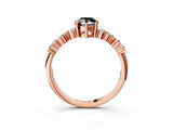 Rose gold Fancy Black Pear Cut Diamond Cluster Pavé Band with Four-Prong Setting_6