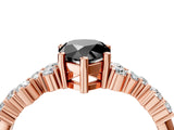 Rose gold Fancy Black Pear Cut Diamond Cluster Pavé Band with Four-Prong Setting_7