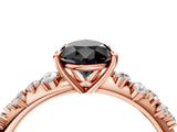 Rose gold Fancy Black Pear Cut Diamond Cluster Side Stone Solitaire Ring with Prong Setting_28
