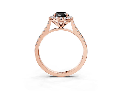 Rose gold Fancy Black Pear Cut Diamond Cushion Halo Ring with Pavé Band_3