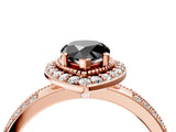 Rose gold Fancy Black Pear Cut Diamond Double Halo Ring with Split Shank and Four-Prong Setting_4