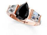 Rose gold Fancy Black Pear Cut Diamond Engagement Ring with Baguette Side Stones and Channel Set Band_13