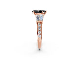 Rose gold Fancy Black Pear Cut Diamond Engagement Ring with Baguette Side Stones and Channel Set Band_14