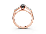Rose gold Fancy Black Pear Cut Diamond Engagement Ring with Baguette Side Stones and Channel Set Band_15