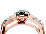 Rose gold Fancy Black Pear Cut Diamond Engagement Ring with Baguette Side Stones and Channel Set Band_16
