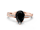 Rose gold Fancy Black Pear Cut Diamond Engagement Ring with Side Stone Accents and Four-Prong Setting_12