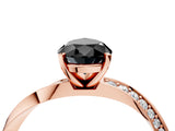 Rose gold Fancy Black Pear Cut Diamond Engagement Ring with Side Stone Accents and Four-Prong Setting_16