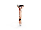 Rose gold Fancy Black Pear Cut Diamond Engagement Ring with Side Stone Accents and Four-Prong Setting_62